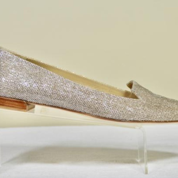 🏷️ NWT Platinum Gold Sparkly Pointed Toe Flats - Picture 8 of 11